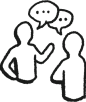 Icon of two people talking to each other