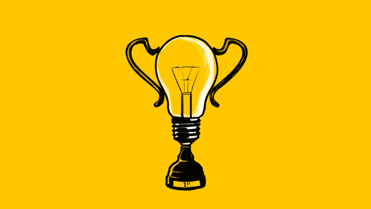 Trophy made out of a lightbulb
